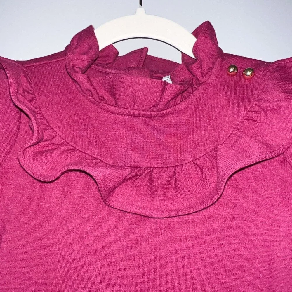 Janie and Jack Girl's Raspberry Radiance Faux Fur Ruffle Ponte Dress Size 4